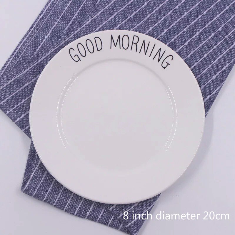 Creatieve Japanse Keramische Plaat Lage Bone China Schotel Set Brief Eenvoudige Paar Ontbijt Plaat: Style B