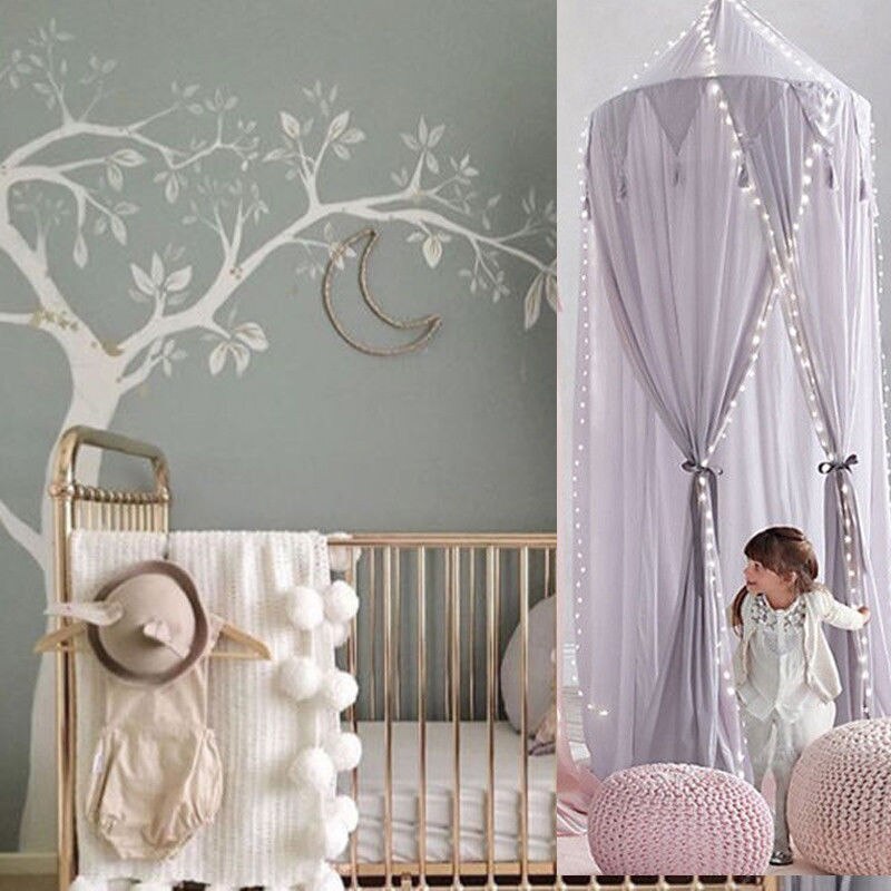 Pudcoco bebê berço rede longo pendurado redonda cúpula dossel cama cortina mosquiteiro para o bebê jogar tenda crianças quarto decoração