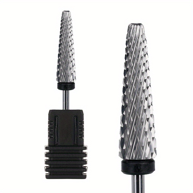 Brocas para uñas superlargas 5 en 1, broca cónica cruzada de carburo de 3/32 pulgadas, Lima eléctrica giratoria bidireccional, accesorios para manicura: Gris claro