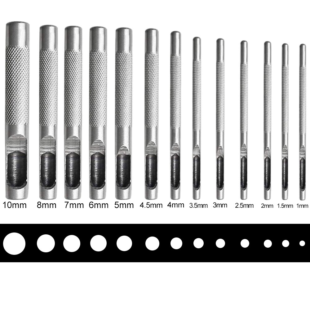 1-10mm universal læder huller stanse læder bælte ur hul hul sæt rund form læder håndværk hul hul hulning