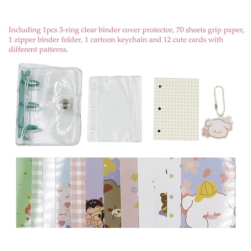 3-Ring Binder Cover Notebook Clear Soft PVC Cover Protector Refillable DIY Journal Snap Button Closure Loose Leaf Folder