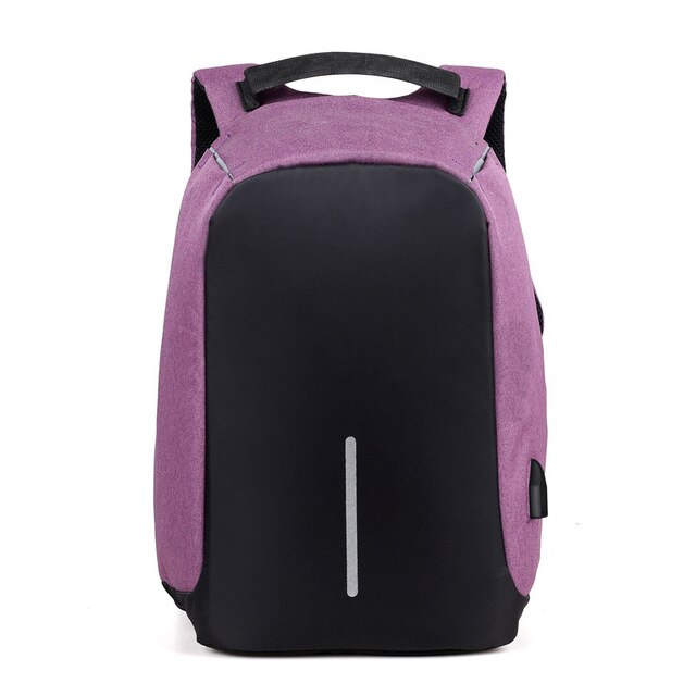 Anti-theft Bag Men Laptop Rucksack Travel Backpack Women Large Capacity Business USB Charge College Student School Shoulder Bags: purple