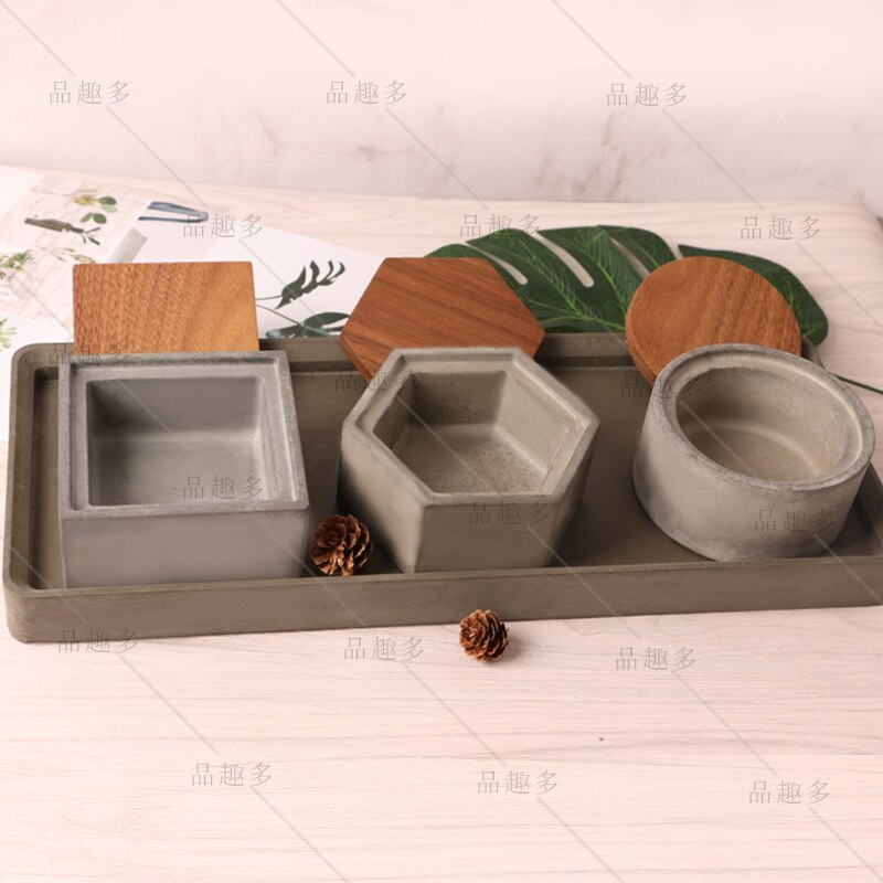 Store content box silicone mold desktop receive jewelry box cement concrete mould by hand