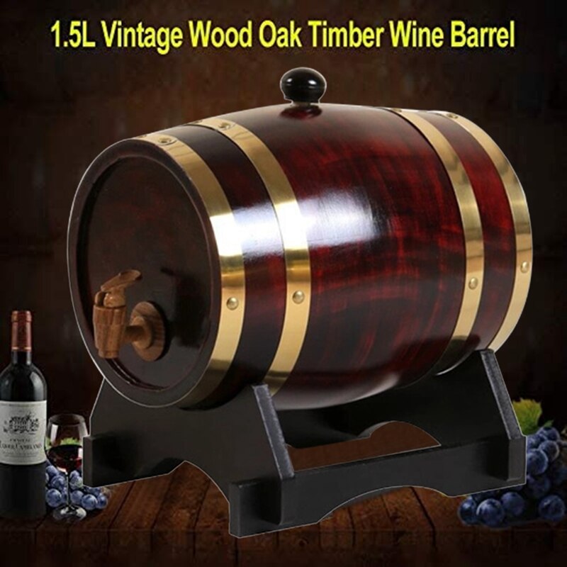 1.5L Whiskey Barrel Dispenser Aging Barrels Home Whiskey Barrel Decanter For Wine Spirits Beer And Liquor
