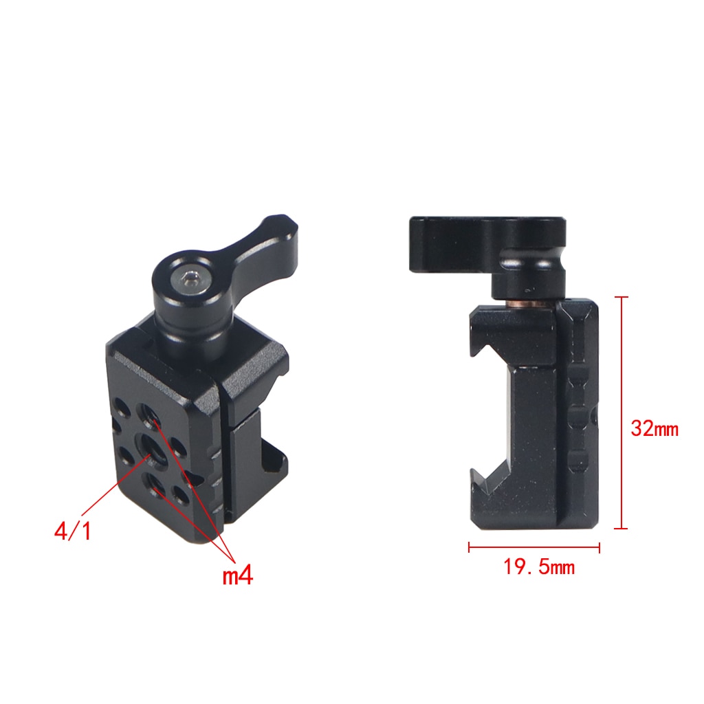 Quick Release Clamp NATO Standard Clamp with 1/4" M4 Mounting Holes for DIY Magic Arm Rig for Cold Shoe Monitor Support 16-23mm
