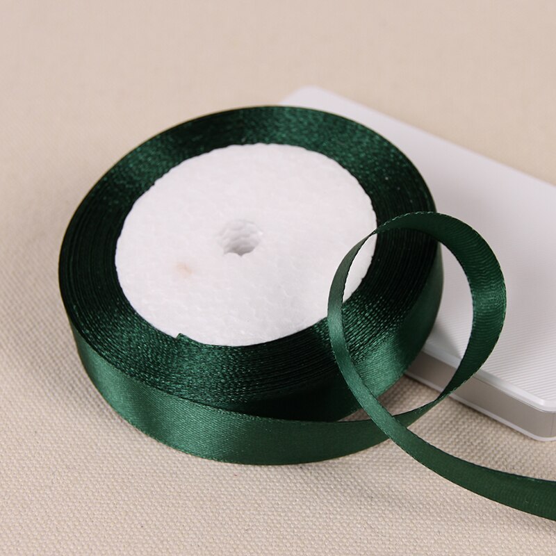Cinta de satén de seda verde oscuro de 25 yardas, decoración del hogar para de boda, , ropa, tela de costura, Material de lazo, accesorios para el cabello DIY: Beige