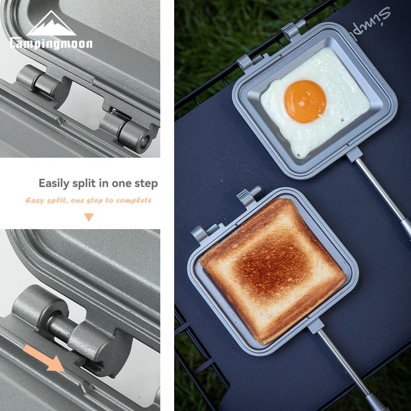 CAMPINGMOON-Pince de cuisson pour sandwich, grillage antiadhésif double face, pince polyvalente pour petit-déjeuner de camping, JxSandwich