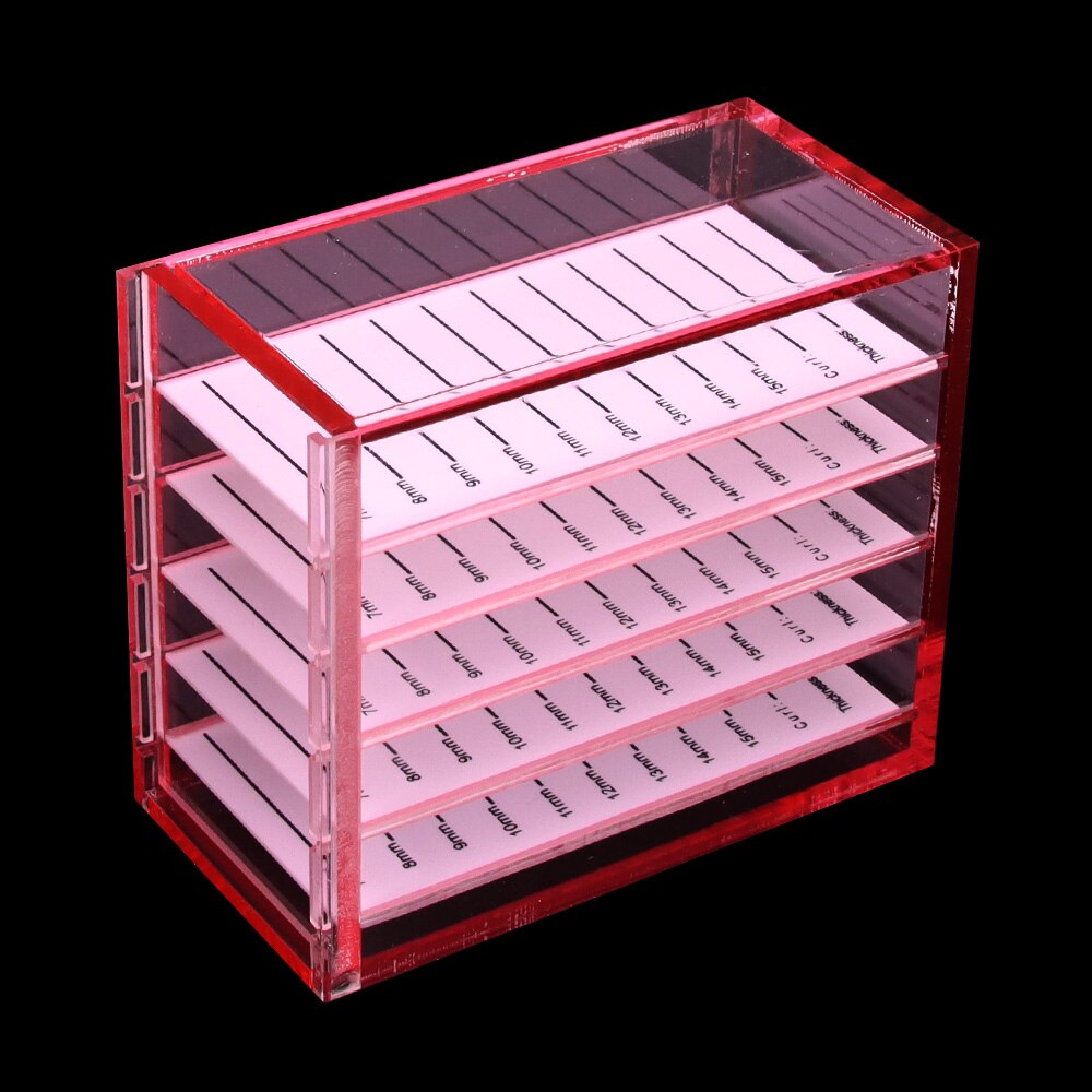 GLAMLASH false eyelash extension display stand acrylic 5 Layers Pallet Lash display Holder eyelashes Storage Box container: Red