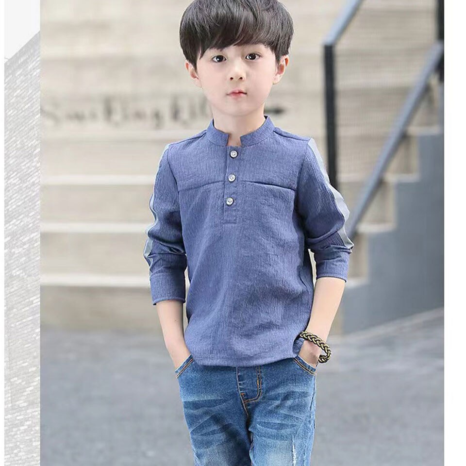 2022 Lente Herfst Lange Mouw Jongens Shirts Voor Leeftijd 3 4 6 8 10 12 Jaar Fall Kids Shirts zacht En Warm Tiener Jongens Tops