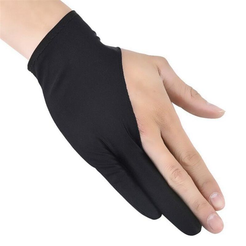 Gant de dessin d'artiste pour toute tablette de peinture graphique, noir, 2 doigts pour main droite