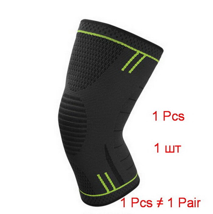 1Pcs Elastic Knee Pad For Sport Garden Work Knee Support Sleeve For Fitness Running Volleyball Knee Brace mtb Bike kneepad: 1pcs black green / XL