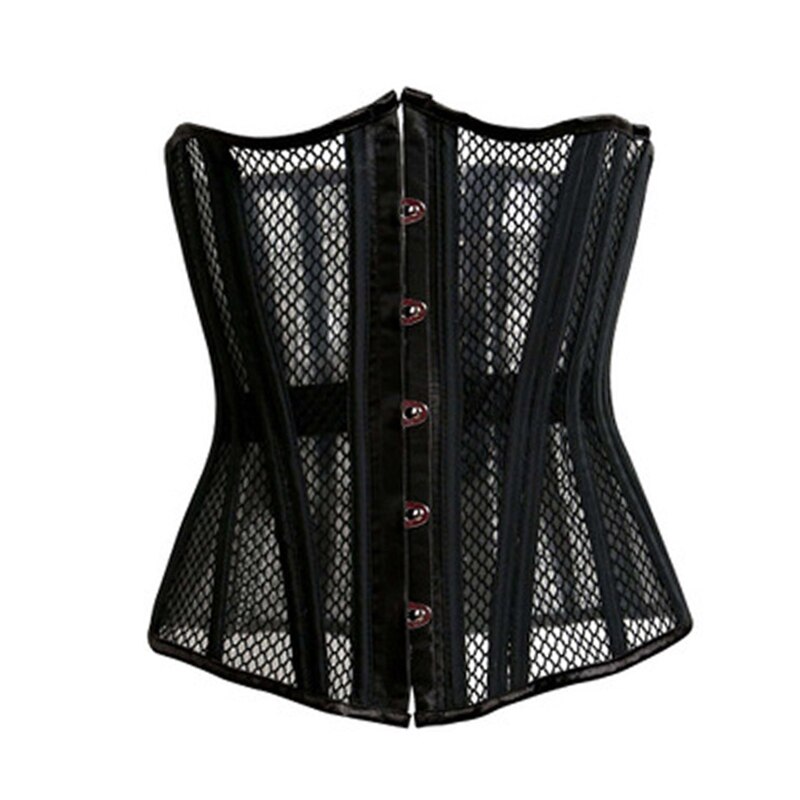 Kvinder korselet åndbart mesh stål bonen talje træner underbust talje korset slankende åndbart træningskorset