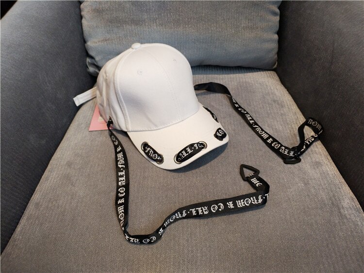 Kvinners #39 hopp baseball caps britisk punk stilig langt belte bokstav snapbacks lue dans caps: Hvit