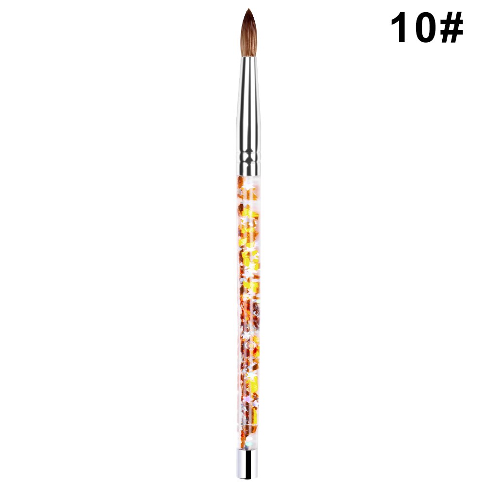 Pincel para manicura Nail Art, pincel acrílico para pintura en Gel UV con mango de colores mixtos para manicura francesa: 10