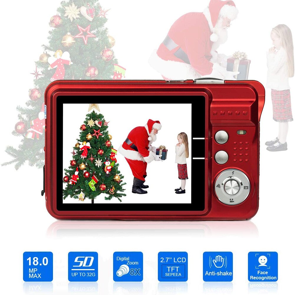 2.7 inch TFT LCD 18MP Digital Camera 8x Zoom Photo Video Camcorder (Red)