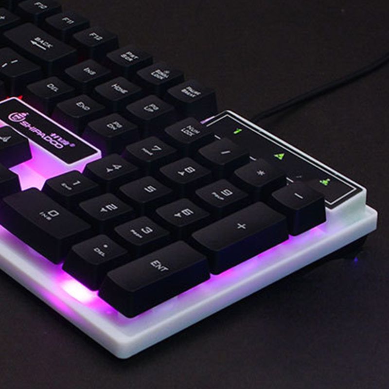 USB Computer Wired Keyboard Colorful Backlit Game Rainbow Glow Floating Button
