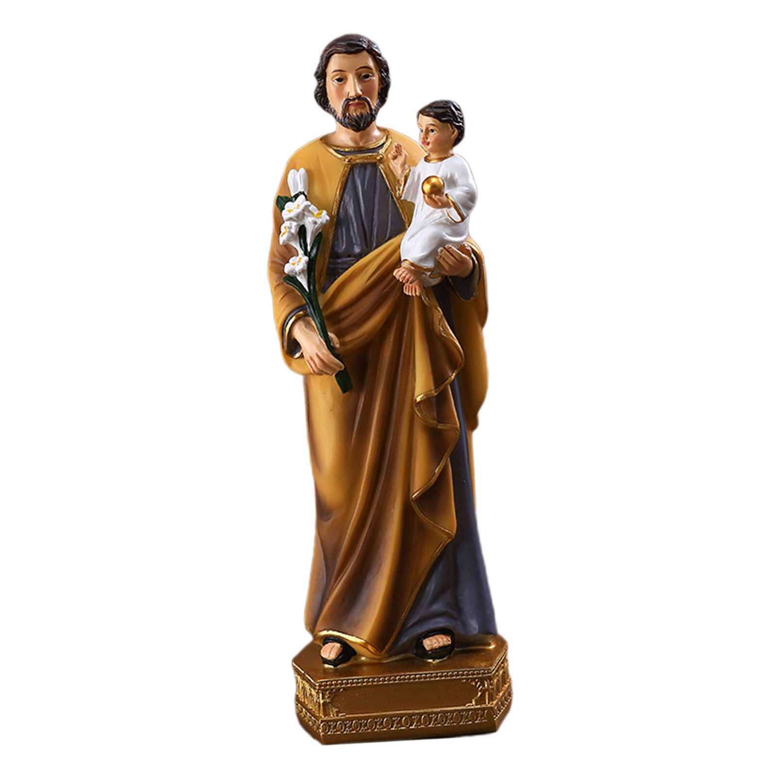 St. Joseph Statue 20cm H Garden Collection Resin and Stone Decorative Religious Home Indoor and Outdoor Decor Durable