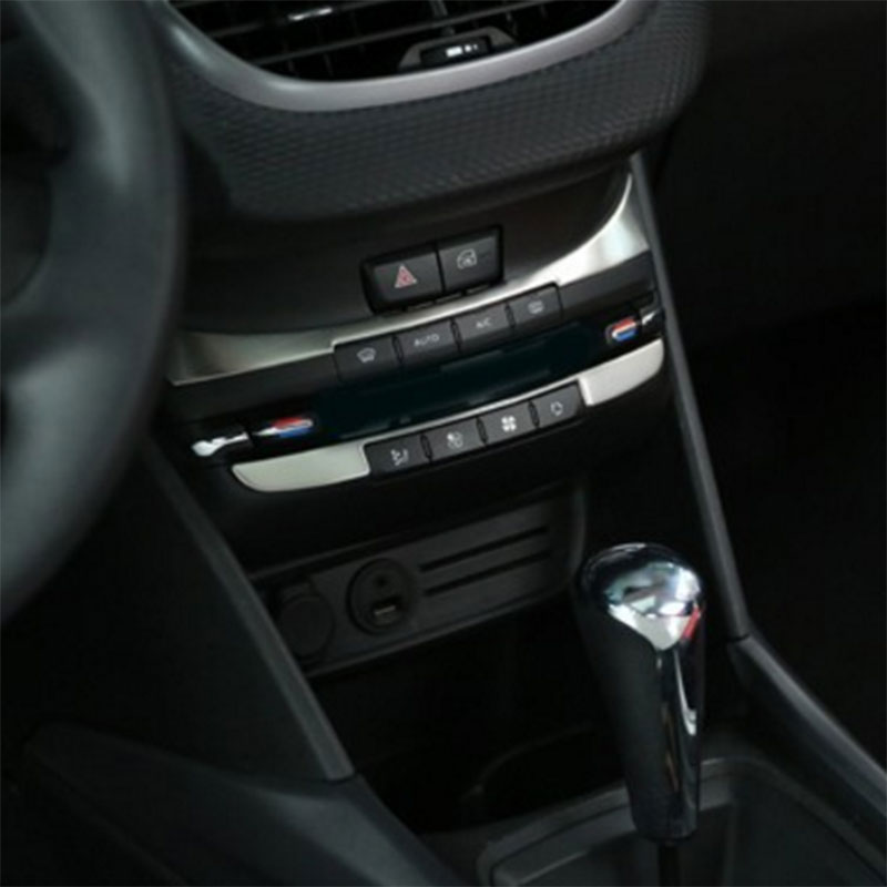2 Stks/set Auto Centrale Dashboard Sticker Rvs Ac Airconditioning Panel Sticker Voor Peugeot 208 Jaar