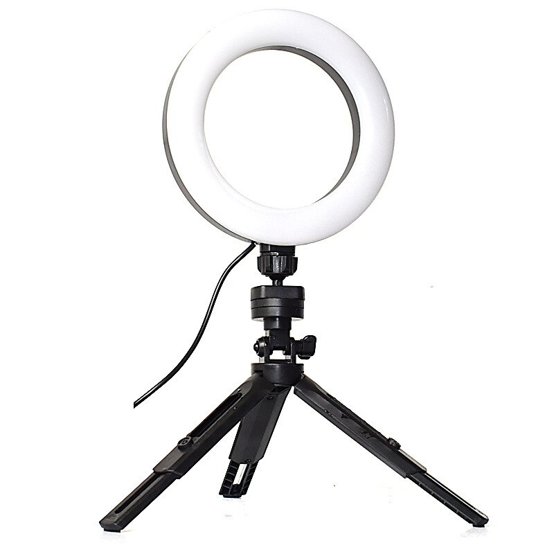 Luce di riempimento per telefono cellulare 9 perline lampada LED Selfie Ring Light cerchio portatile fotografia Clip Light Beauty Fill Lamp: Add tripod