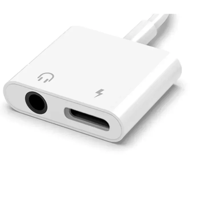 Convertitore splitter per caricabatterie jack per cuffie da Lightning a 3,5 mm Adattatore audio OTG Jack Aux per cuffie: BIANCO