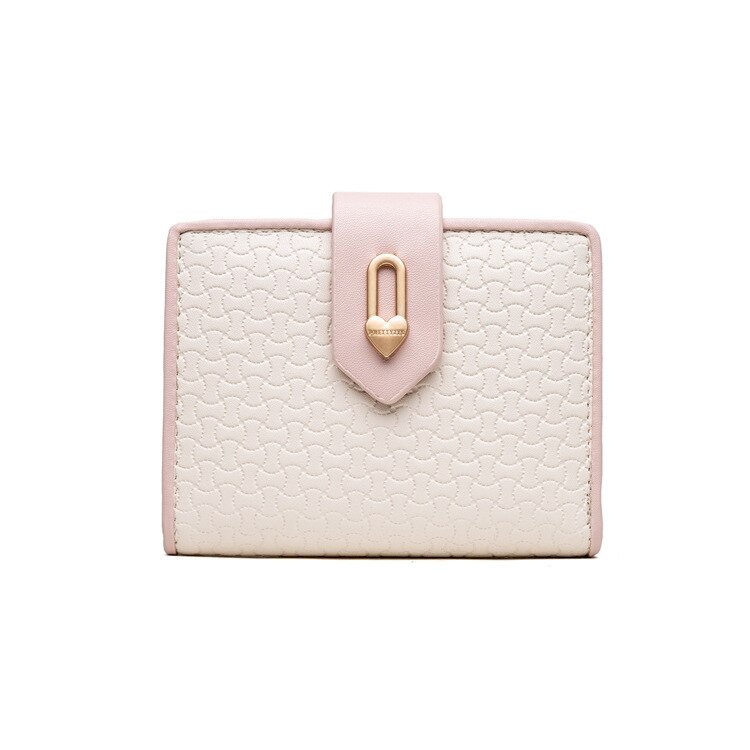 Short Wallet Women Zipper Hasp Panelled Small Purse High Capacity Coin Purse Card Holder: Beige