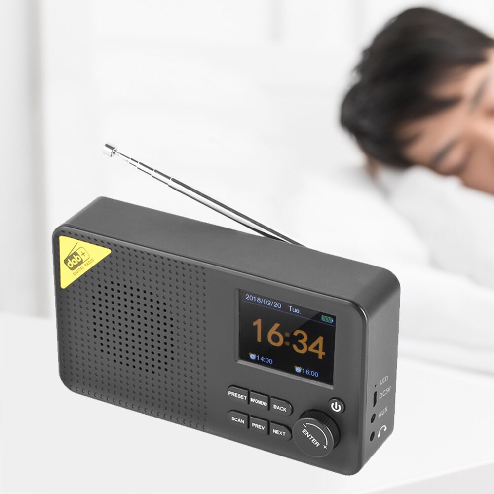Portable DAB FM Receiver 5.0 Bluetooth Digital Stereo 2.4 inch LCD Display Home Radio Mini Player Receiver Broadcasting Player