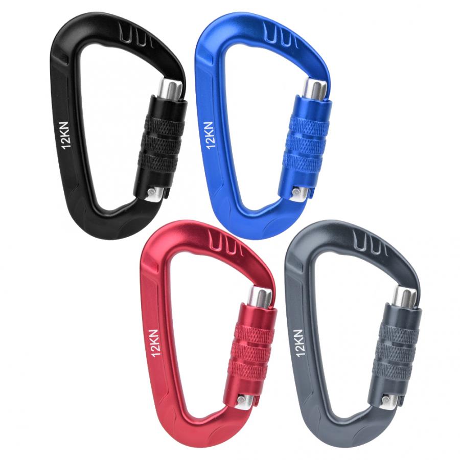 12KN Climbing Carabiner Quickdraws Climbing Buckle Lock Security Safety Lock D Carabiner Climbing Equipment