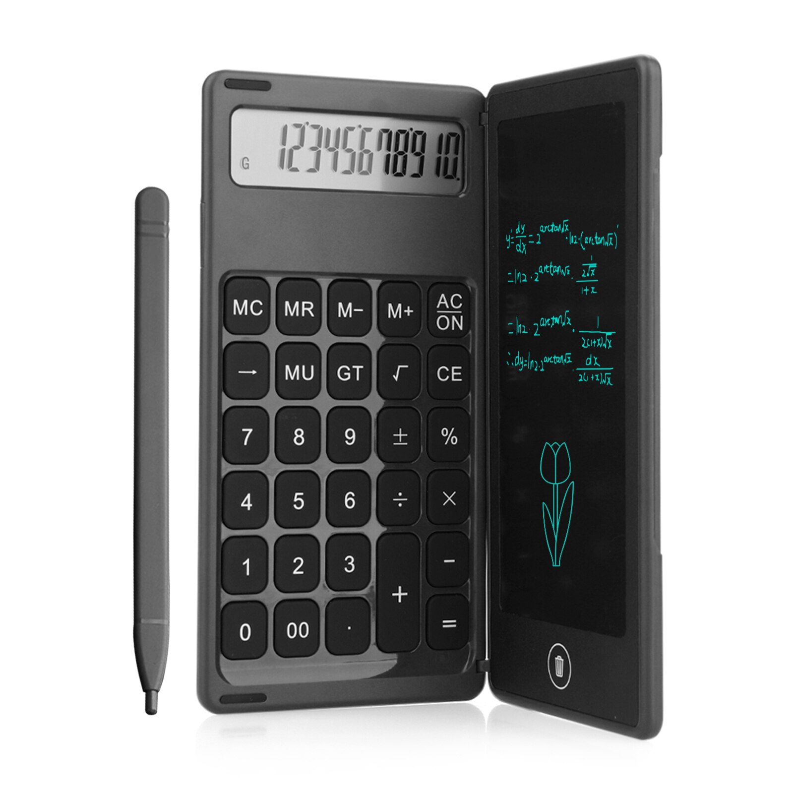 6 Inch Lcd Opvouwbare Rekenmachine & Schrijven Tablet Digitale Tekening Pad 12 Cijfers Display Schrijven Pad Voor Kinderen Volwassenen Thuis kantoor: Black