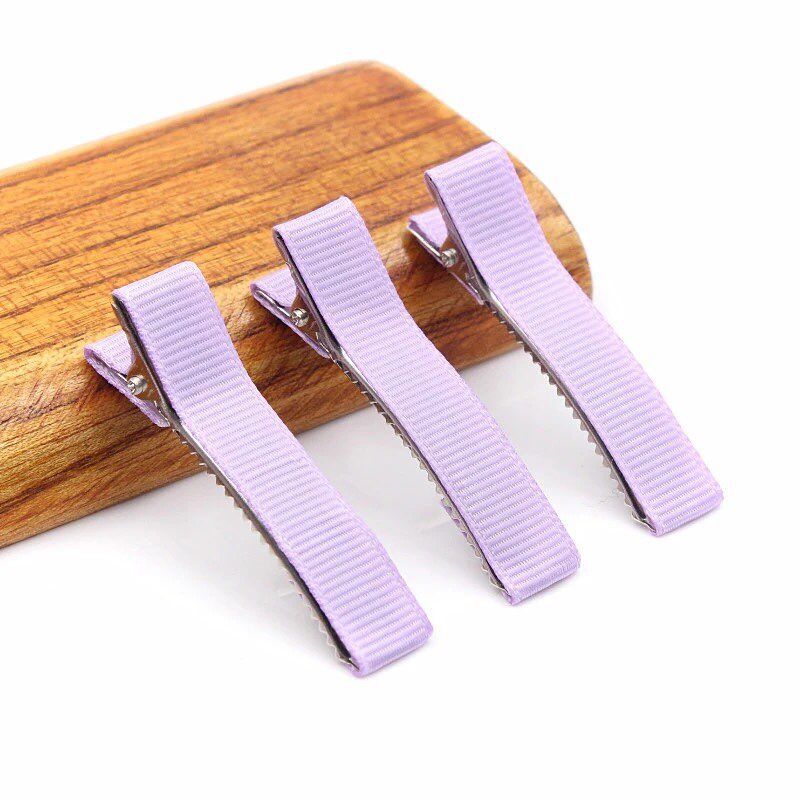 20 sztuk/partia 5cm ryps wstążka pokryte pokryte aligator spinki do włosów podwójne Prong szpilka baza dla DIY dziewczyny dziecko dzieci łuki szpilka: Light purple