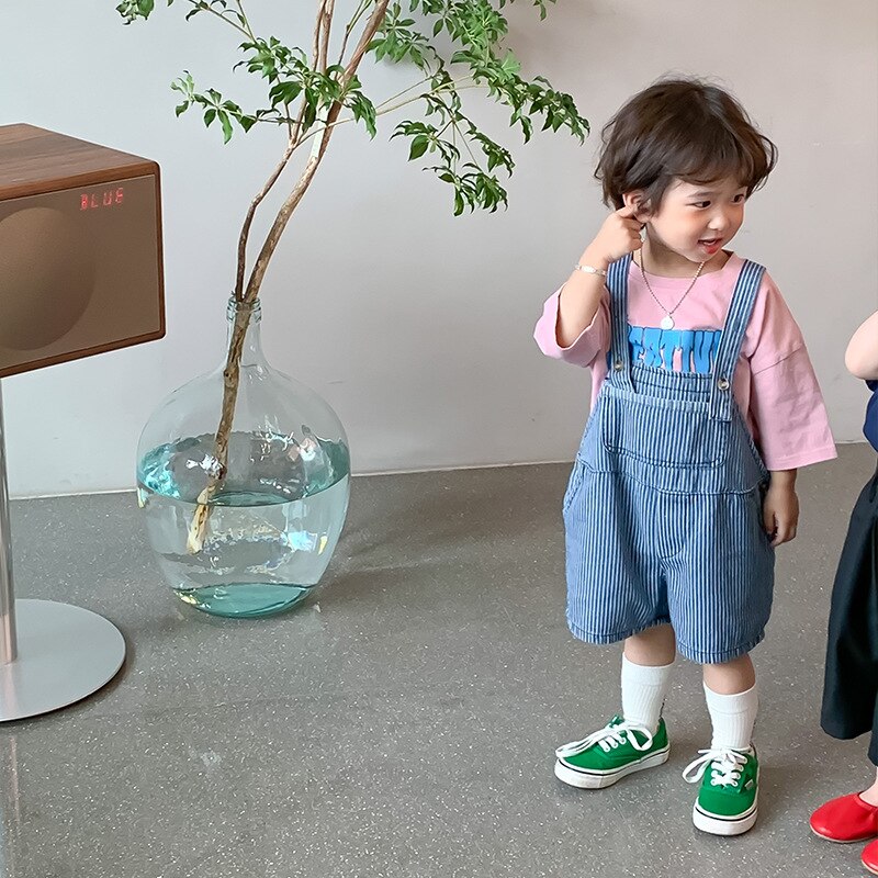 Pantaloncini da tuta casual a righe per ragazzi estivi 1-6 anni pantaloncini per bambini con cinturini allentati: 6T