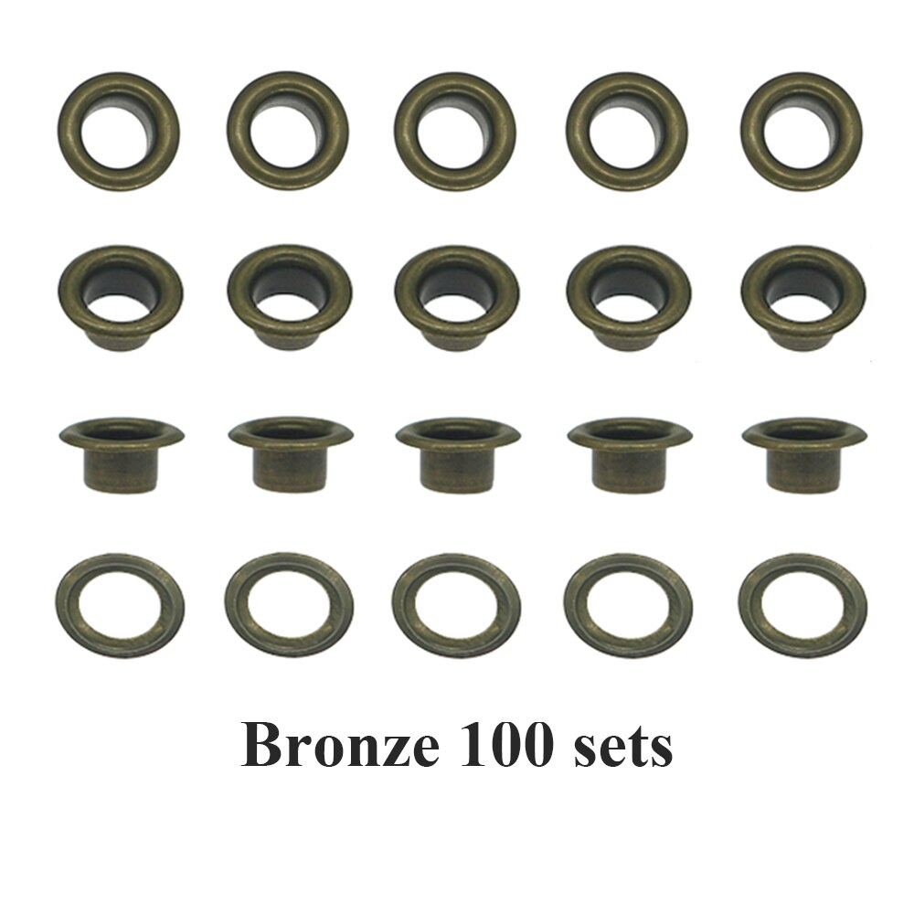 Special offer 50/100sets/pack(Outer diameter)9.5mm(internal )5mm price silver eyelets for bags: 5mm Brown 100 sets