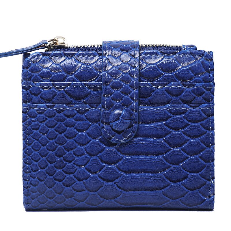 Mode Vrouwen Portemonnee Python Patroon Card Pakket Zipper Purse Coin Bag Mini Purse Twee Vouwen Kaarthouders Met Snaps: blue