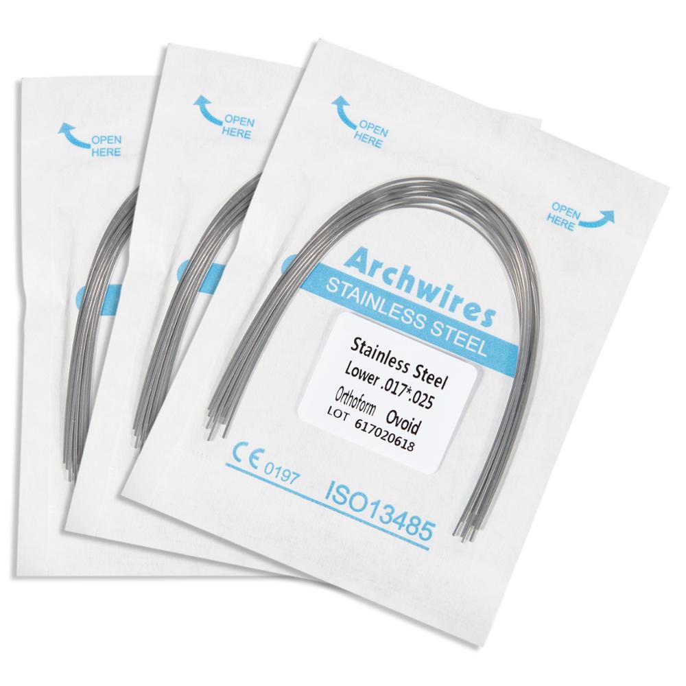 Lot de 10 arcs orthodontiques dentaires en acier inoxydable, forme rectangulaire, forme ovoïde, outil dentaire u/l, équipement dentaire