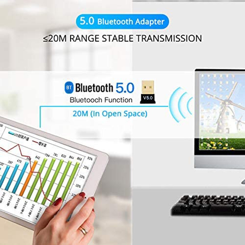 USB Bluetooth 5.0 Bluetooth Adapter Receiver 5.0 Bluetooth Dongle 5.0 4.0 Adapter for PC Laptop 5.0 BT Transmitter
