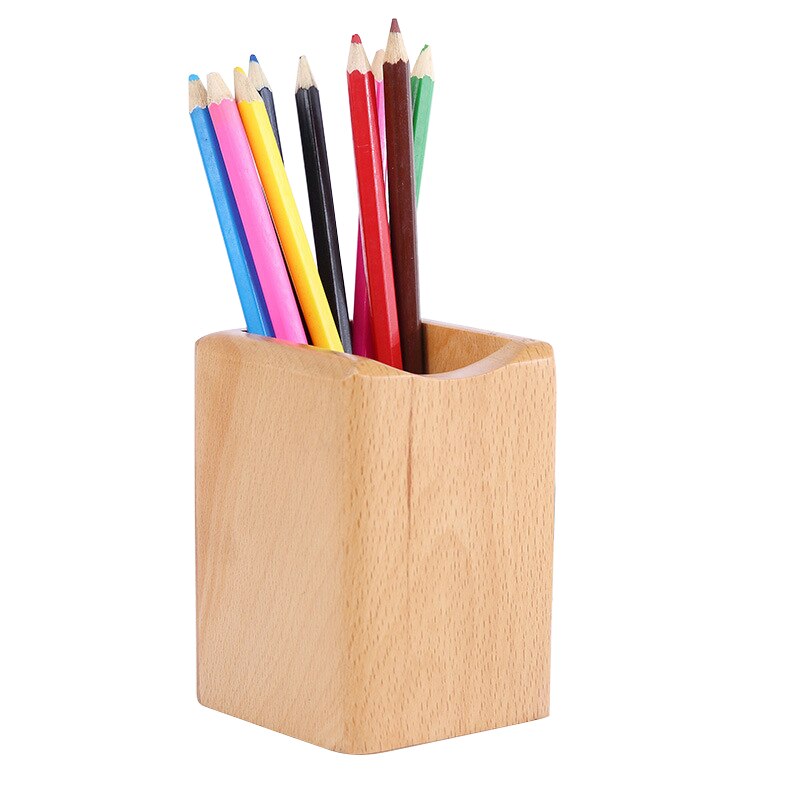 Nature Wooded Pen Holder Beech Walnut Wood Office School Desk Organizer Stationery Storage Container Box Desk Accessories