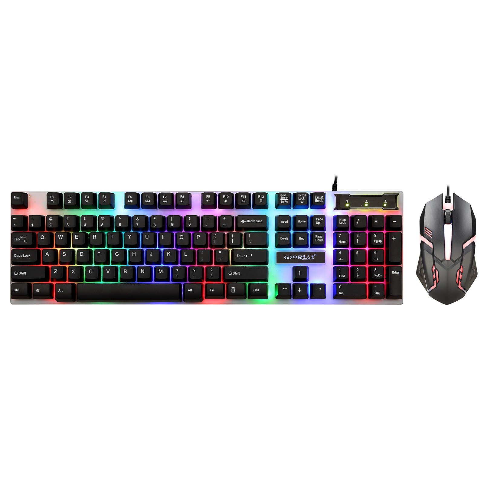KM-002 przewodowy USB klawiatura do gier combo Essential podświetlana dioda LED mysz i klawiatura zestaw cicha mysz do gier zestaw do laptopa PC: BK