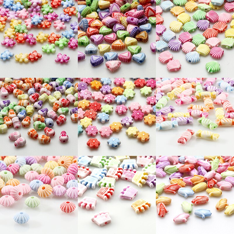Mehrfarbige, niedliche acrylperlen in cartoon-form, lose zwischenperlen für die schmuckherstellung (diy-ketten, ohrringe, halsketten, armbänder)