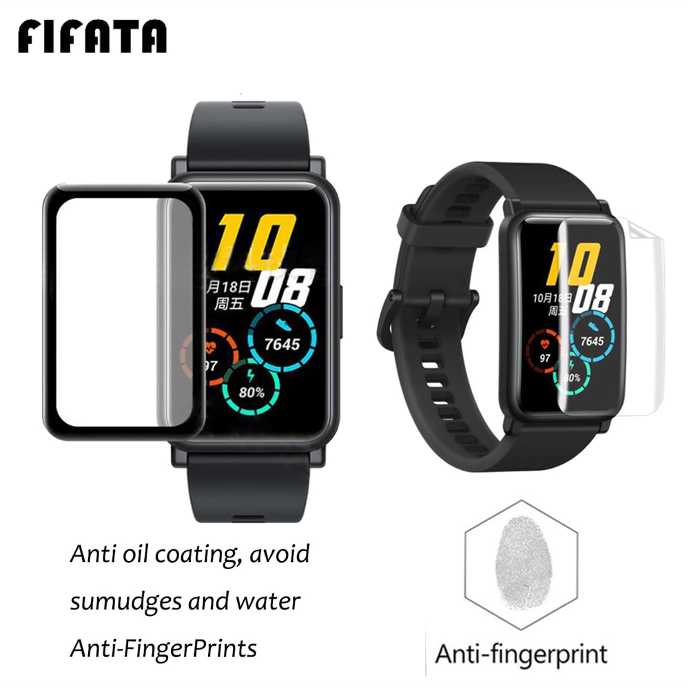 Fifata 3D Gebogen/Hd Clear Tpu Volledige Edge Beschermfolie Voor Huawei Honor Horloge Es Fit Smartwatch Screen Protector accessoires