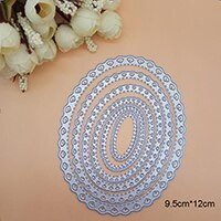 Pesimämuotti kampasimpukka ommeltu suorakulmio soikea tähti neliömerkki etiketti ympyräkehys metallinleikkausmuotit joulukorttiin: Soikea pitsi