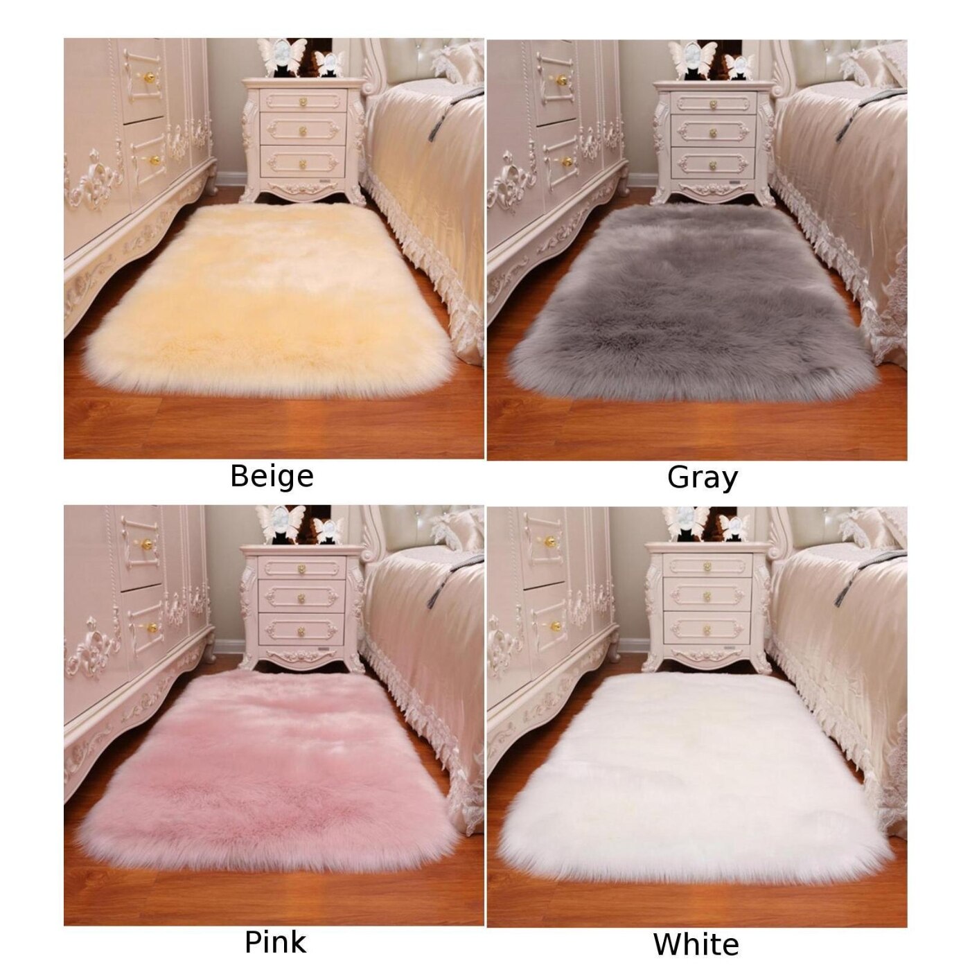 Luxury Square Soft Artificial Wool Sheepskin Fluffy White Fur Carpet Living Room And Bedroom,study Decoration