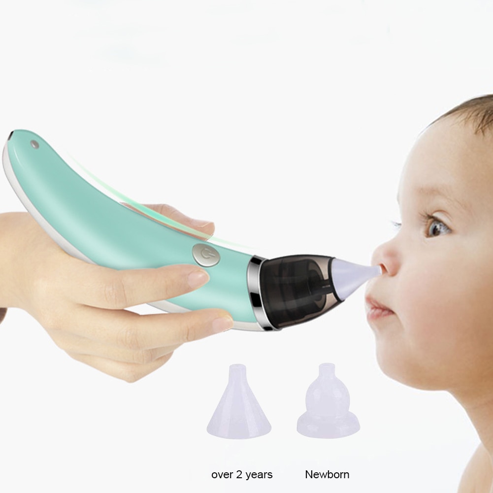 Electric Baby Nasal Aspirator Nose Mucus Vacuum Cleaner with 5 Levels for Kids Infant M09: green