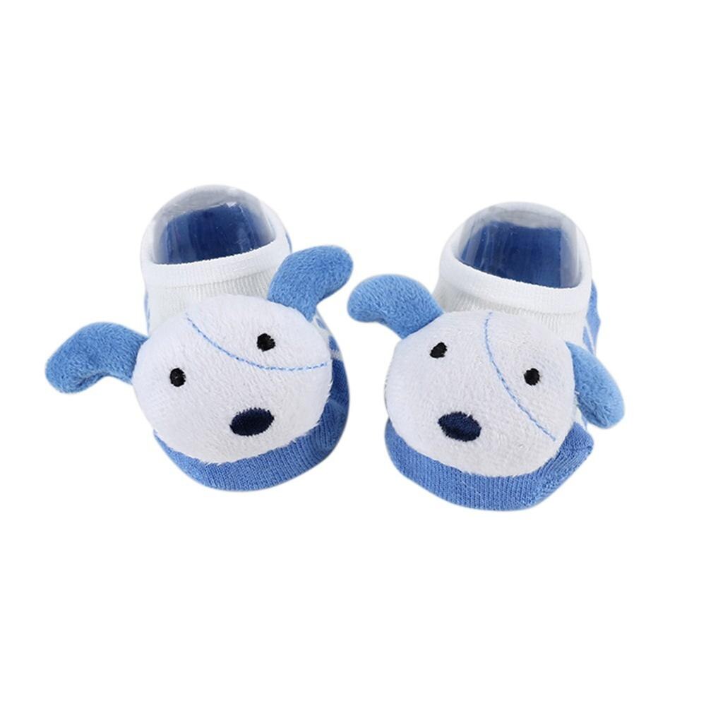Baby Boys Girls Bootie Socks Toddler Dog Head Cotton Blends Ankle Sock for 0 to 1 Years: Blue