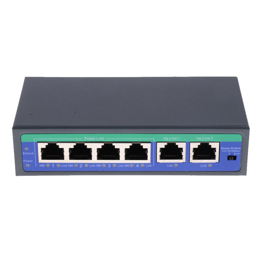 6 Port 10/100Mbps 4 POE Port &amp; 2 Uplink Power Over Ethernet Switch Adapter