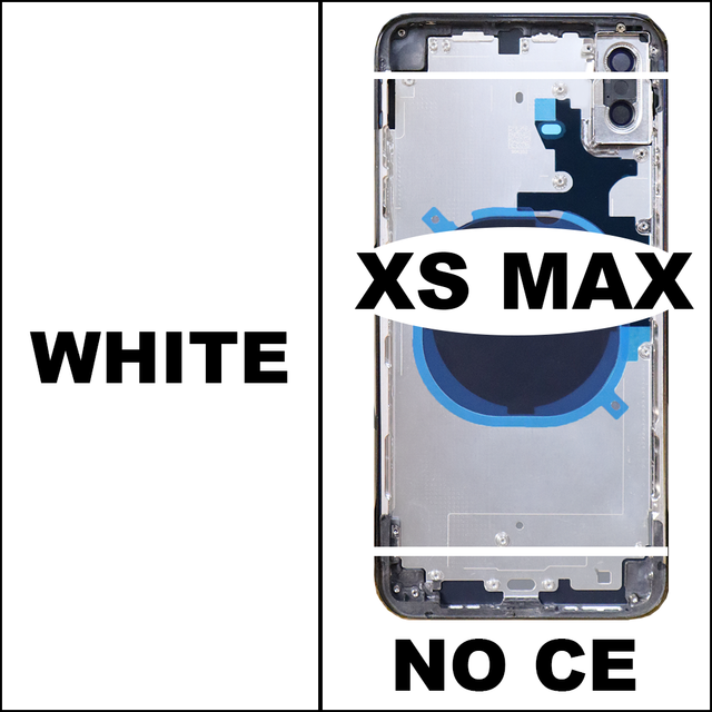 Voor Iphone Xs Xs Max Batterij Back Cover + Midden Chassis Frame + Sim Tray + Side Key Onderdelen Behuizing case Geen Flex Kabel +: XS Max-White - NO CE