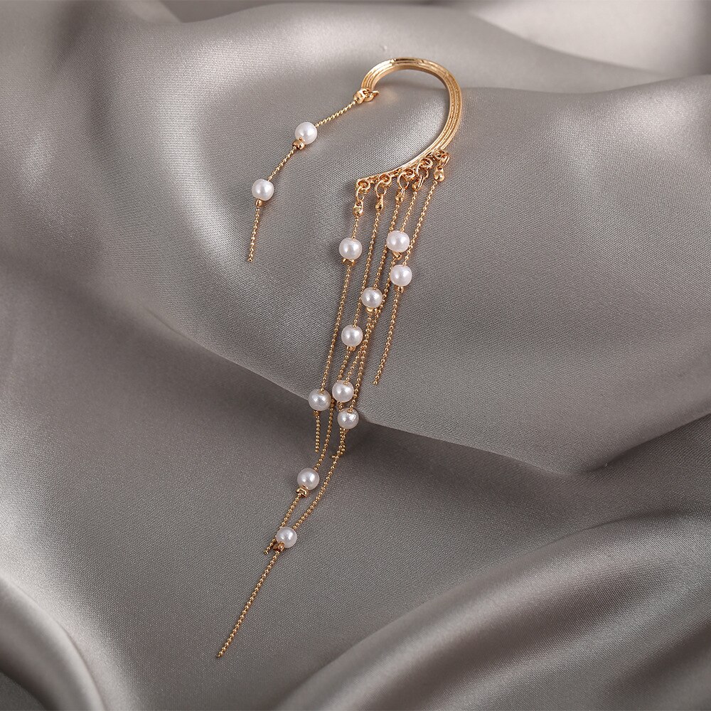 Delysia King Pearl nappa lunga earclip senza foro per l'orecchio