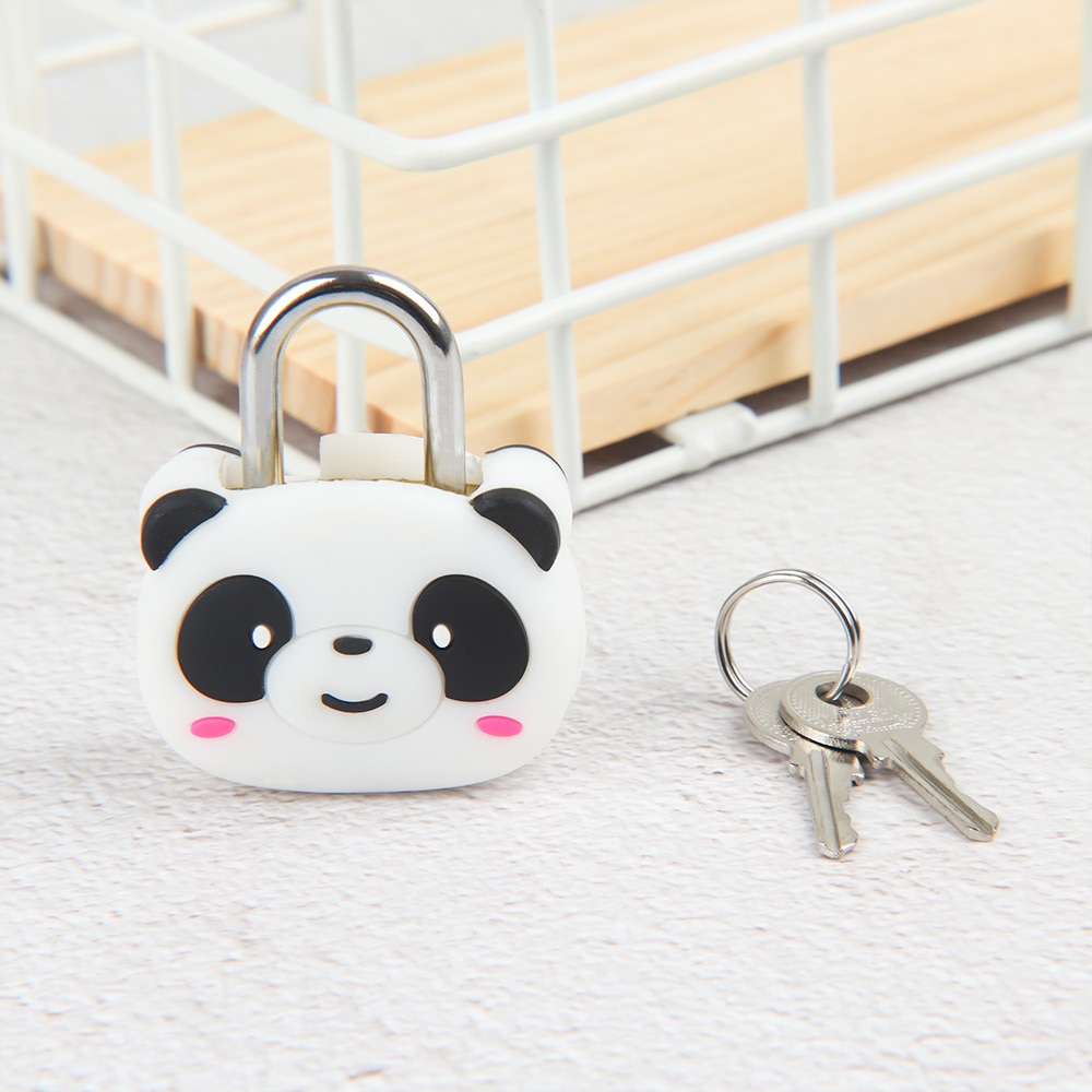 1 Pc Mini Cartoon Handtas Lock Hangslot Panda Vormige Met Sleutel Koffer Lock Handtas Schuifladegrepen Rits Tas Rugzak Sloten