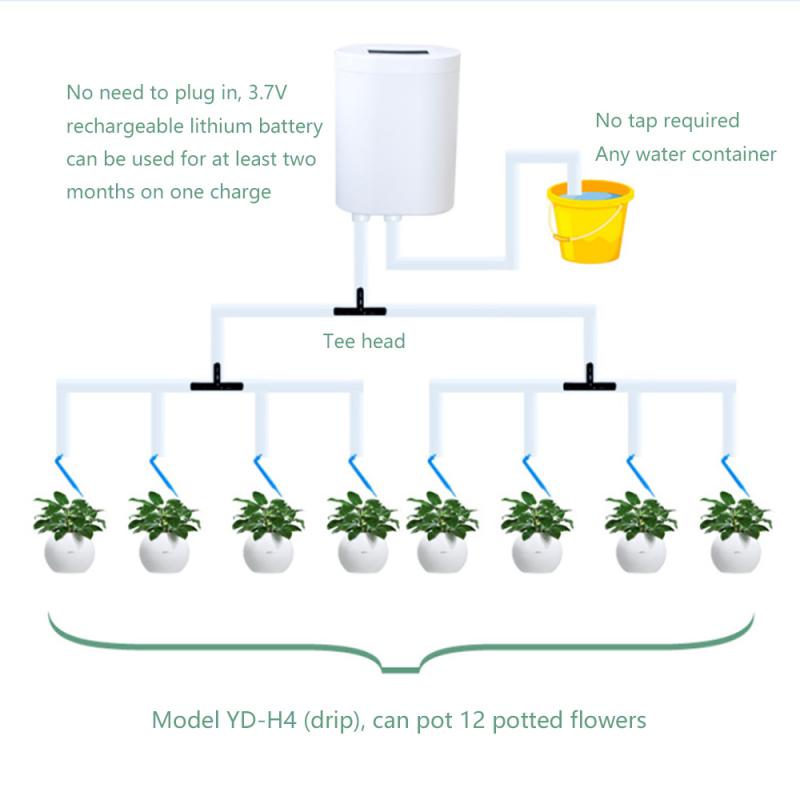 Garden Intelligent Garden Automatic Watering Controller Indoor Plants Drip Irrigation Device Water Pump Sprinkler System: 4 heads