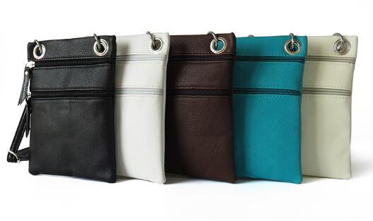 Dames pu diagonale kruisverpakking dubbele rits veelkleurige portemonnee