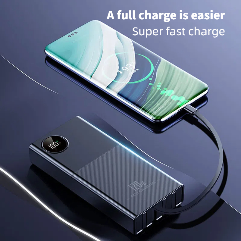 ONEPLUS 200000mAh Power Bank 120W Super Fast Charge Portable Charger Built in Cables LED Digital Display For iPhone Xiaomi IOS