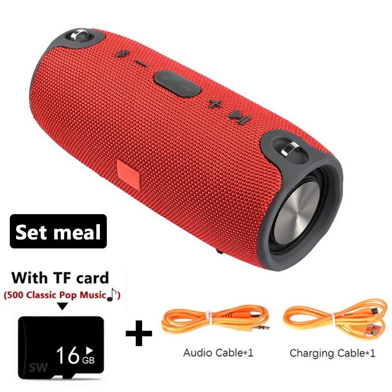 40W High Power Portable Bluetooth Speaker Outdoor Wireless Column Subwoofer Soundbar Waterproof Super Bass Music Center AUX TF: Red with TF Card